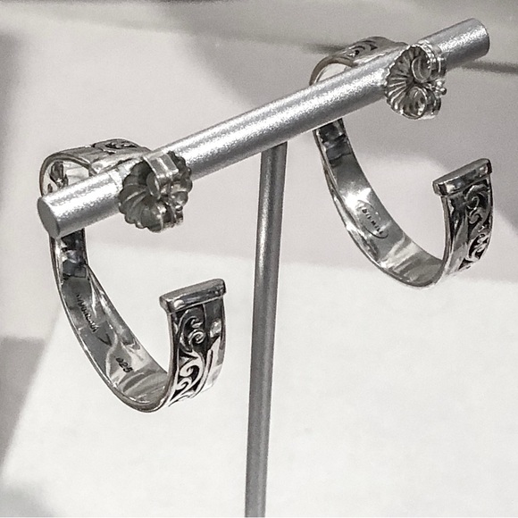 LOIS HILL Sterling Silver Cut Out Hoops with Silver Accent Entwined Throughout - Picture 13 of 14